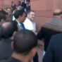 Rahul Gandhi, leading Congress protests, gives rose and Tiranga to Rajnath Singh: Watch