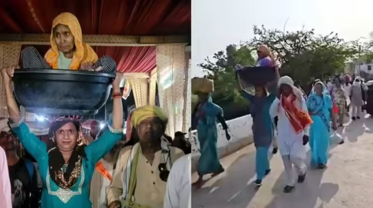 Seating her 90-year-old mother-in-law in a tub and carrying her on her head, a Rajasthani daughter-in-law from Haryana completed an 84-kos *Parikrama*
