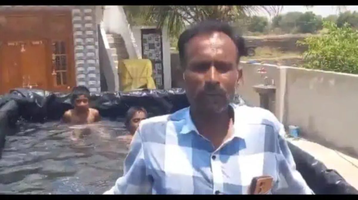 Telangana man turns tractor trolley into swimming pool to beat summer heat
