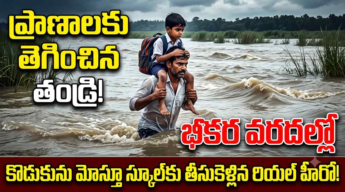 Viral: Father Risks Life, Carries Son On Shoulders