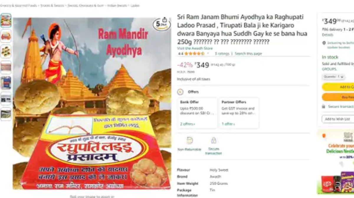Fine imposed on Amazon for sales of 'Ayodhya Laddus'